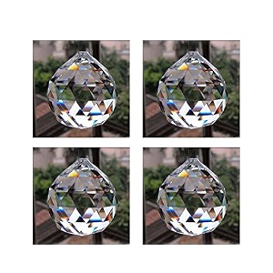 eshoppee glass sun catcher positive energy reiki feng shui lamp prism rainbow crystal ball 40 mm-4 pieces