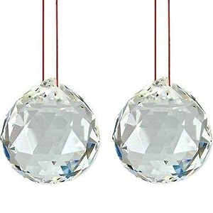 eshoppee glass sun catcher positive energy reiki feng shui lamp prism rainbow crystal ball 40 mm-2 pieces 2