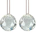 eshoppee Glass Sun Catcher Positive Energy Reiki Feng Shui Lamp Prism Rainbow Crystal Ball, 40 mm-2 Pieces (2)