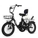 ESKUTE E Trike Electric Bike, Peak 1200W Brushless Motor Folding Trike 18X3.0 Fat Tire Ebike, 624Wh Removable Battery, Step-Thru 3 Wheel Electric Bicycle, Up to 65 Miles, 18MPH+ Tricycle for Adults