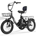 ESKUTE E Trike Electric Bike, Peak 1200W Brushless Motor Folding Trike 18X3.0 Fat Tire Ebike, 624Wh Removable Battery, Step-Thru 3 Wheel Electric Bicycle, Up to 65 Miles, 18MPH+ Tricycle for Adults