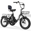 ESKUTE E Trike Electric Bike, Peak 1200W Brushless Motor Folding Trike 18X3.0 Fat Tire Ebike, 624Wh Removable Battery, Step-Thru 3 Wheel Electric Bicycle, Up to 65 Miles, 18MPH+ Tricycle for Adults