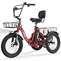 ESKUTE E Trike Electric Bike, Peak 1200W Brushless Motor Folding Trike 18X3.0 Fat Tire Ebike, 624Wh Removable Battery, Step-Thru 3 Wheel Electric Bicycle, Up to 65 Miles, 18MPH+ Tricycle for Adults