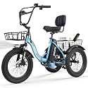 ESKUTE E Trike Electric Bike, Peak 1200W Brushless Motor Folding Trike 18X3.0 Fat Tire Ebike, 624Wh Removable Battery, Step-Thru 3 Wheel Electric Bicycle, Up to 65 Miles, 18MPH+ Tricycle for Adults