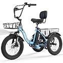 ESKUTE E Trike Electric Bike, Peak 1200W Brushless Motor Folding Trike 18X3.0 Fat Tire Ebike, 624Wh Removable Battery, Step-Thru 3 Wheel Electric Bicycle, Up to 65 Miles, 18MPH+ Tricycle for Adults
