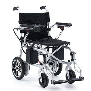 esleh power coated steel frame regular adjustable light weight electric power wheelchair with electromagnetic brake comfortable for old people amp patient- travelling purpose black