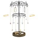 EsLuker.ly Necklace Holder Organizer Rotating Display Stand, 2 Tier Black