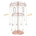 EsLuker.ly Necklace Holder Organizer Rotating Display Stand, 2 Tier Rose Gold