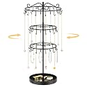 EsLuker.ly Necklace Holder Organizer Rotating Display Stand, 3 Tier Black