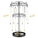 EsLuker.ly Necklace Holder Organizer Rotating Display Stand, 2 Tier Black
