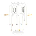 EsLuker.ly Necklace Holder Organizer Rotating Display Stand, 2 Tier White