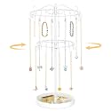 EsLuker.ly Necklace Holder Organizer Rotating Display Stand, 2 Tier White