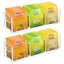 EsLuker.ly Tea Bag Holder Organizer for Counter Small Acrylic Teabag Caddy Storage, 2 Pack Clear Tea Bar Station Accessories with Easy Access for Kitchen Office Countertop Cabinet Drawer