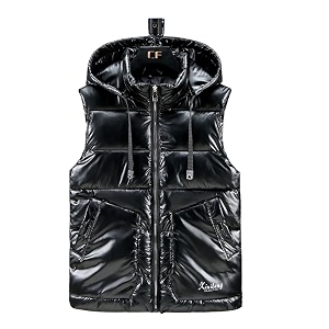 Esmeling Mens Waterproof Hooded Puffer Vest Sleeveless