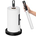 ESOW Multi-Functional Countertop Paper Towel Holder with Detachable Refillable Fine Mist Spray Bottle, One Hand Spring-Loaded Tear Bar, Anti-Slip Shock Pad for Kitchen Counter Storage, Black