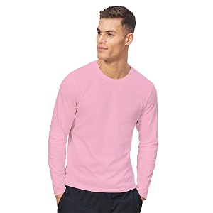 ESPARTO Mens Solid Fullsleeve Baby Pink T-Shirt