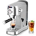 Espresso Machine 20 Bar, Compact Espresso Coffee Machine with Milk Frother, Stainless Steel Coffee Maker with 34oz Removable Water Tank, Cappuccino Machine for Home, Office, Latte (Silver)