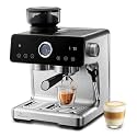 Espresso Machine with Grinder, Auto Distribute & Tamp 15 Bar Semi-Automatic with PID Temperature, Cold Brew Espresso Maker with Milk Frother, 58mm Portafilter for Beginners, Stainless Steel
