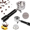 Espresso Portafilter 51mm Double Spouts Compatible with Delonghi Dedica EC680 and EC685 as well as SMEG and EUPA coffee machine models- Stainless Steel Filter Basket &amp; Puck Screen Included (Black)