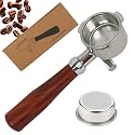 Espresso Portafilter 54mm Double Spout Compatible with Breville Bambino Plus (BES500) Infuser (BES840XL) 54mm Breville Barista Series- Wooden Handle - Stainless Steel Filter Basked Included