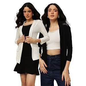 espresso women long sleeve 100 viscose long lace open shrug with pockets