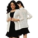 ESPRESSO Women Long Sleeve 100% Viscose Long Lace Open Shrug with Pockets