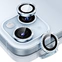 ESR 2 Pack Camera Lens Protector for iPhone 15/15 Plus/14/14 Plus, Ultra-tough HD Individual Lens Protectors, Scratch Resistant, Ultra-thin Tempered Glass, Armorite Series, Rhinestone Blue