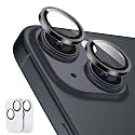 ESR 2 Pack Camera Lens Protector for iPhone 15/15 Plus/14/14 Plus, Ultra-tough HD Individual Lens Protectors, Scratch Resistant, Ultra-thin Tempered Glass, Armorite Series, Black