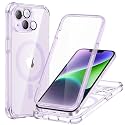 ESR for iPhone 14 Case, Compatible with MagSafe, Full-Body Military-Grade Drop Proof Case with Built-in 9H+ Tempered Glass Screen Protector, Armor Series, Clear Purple