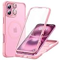 ESR for iPhone 16 Plus Case, Compatible with MagSafe, Full-Body Military-Grade Drop Proof Case with Built-in 9H+ Tempered Glass Screen Protector, Armor Series, Frosted Pink