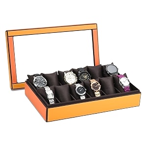 essart men39s and women39s watch box holder organizer case in 12 slots of watches in pu leather with multicolor- wl-12-w-multicolour