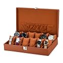 essart PU Leather Designer/Formal (Butterfly Printed) Watchbox for 12 watches with transparent Lid feature- Golden