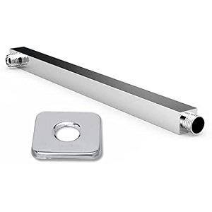 esse18 sas-15 square shower arm  premium stainless steel shower arm for overhead showers  chrome finish 15 inch