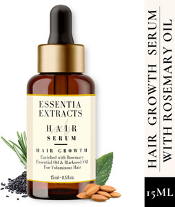 essentia extracts hair growth serum enriched with rosemary essential oil  blackseed oil  promotes hair growth restores thin hair stops hair loss  makes hair thicker denser stronger  100 natural  pure  sulfate free  15ml 15 ml
