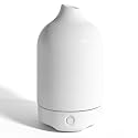 Essential Oil Diffuser, Ceramic Oil Diffuser, 120ML Scent Diffuser for Home, Ultrasonic Aromatherapy Diffuser, Cool Mist Humidifier with 7 Led Light, Auto Shut-Off, White