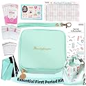Essential First Period Kit for Girls 10-12 | Period Bags for Teen Girls for School | First Period Gift with Sanitary Pad Storage Bag, Wipes, Period Tracker and More(Mint)