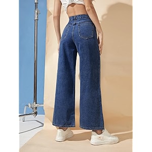 Essential Wardrobe Staple Dark Blue Mid-Rise Stretch