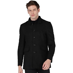 Mens Black Trench Coat Regular Fit Notch