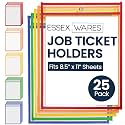 Essex Wares - 25 Pack, Assorted Colors Job Ticket Holders, 10" W x 13.5" T