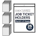 Essex Wares - 25 Pack, Black Job Ticket Holders, 10" Wide x 13.5" Tall