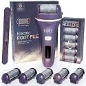 Essy Electric Foot File Hard Skin Remover with 5 Replacement Rollers Foot File Electric Pedicure Sets Cutters Accessories for Dry Dead Hard Skin Feet Callus Remover for Feet Care Exfoliator (Purple)