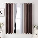 Estelar Textiler Brown and Greyish White Blackout Curtains 62Wx63L 2 Panels