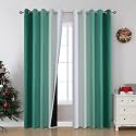 Estelar Textiler Green and Greyish White Blackout Curtains 62Wx84L 2 Panels