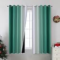 Estelar Textiler Green and Greyish White Blackout Curtains 62Wx63L 2 Panels