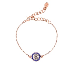 estele 24 kt rose gold plated brass evil eye coin link bracelet for valentines day gift