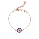 Estele 24 Kt Rose Gold Plated Brass Evil Eye Coin Link Bracelet For Valentines Day Gift