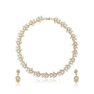 estele gold plated delicate climber necklace and matching earring for girls and women