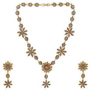 estele gold plated austrian crystals necklace set for women