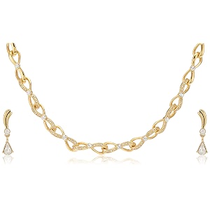 estele 24 kt gold plated infinity loops with austrian crystal necklace set for women