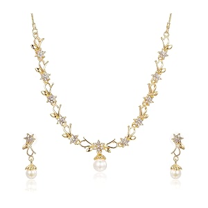 estele gold plated austrian crystals necklace set for women